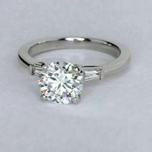 2.20Ct White Round Cut Diamond Ring in 925 Sterling Silver, Three Stone Engagement Wedding Ring, Handmade Anniversary Ring, Gift for Women