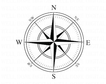 Compass svg, Compass, Compass Rose svg, Nautical Compass svg, Sticker, Cricut, Silhouette, Stencil, Vector, svg jpg png eps Instant download