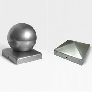 Quadratische Zaunpfostenkappe - Pyramidenkappe aus verzinktem Stahl oder Kugelabschluss, dekorativer Tor-Newel-Post-Topper