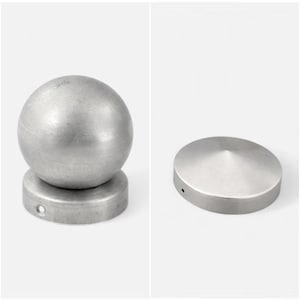 Round Fence Post Topper – Ball or Cone Finial, Galvanized Steel Post Cap, Outdoor Metal Post Cap