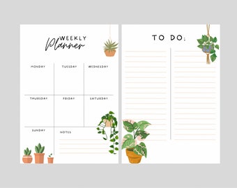 Plant Themed Weekly Planner Page and To Do List