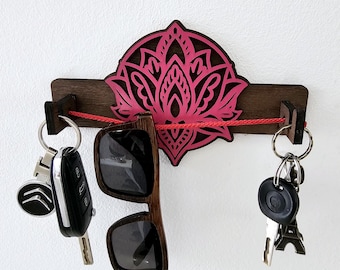 Lotus Mandala Key and Sunglasses Holder: Zen Entryway Organizer