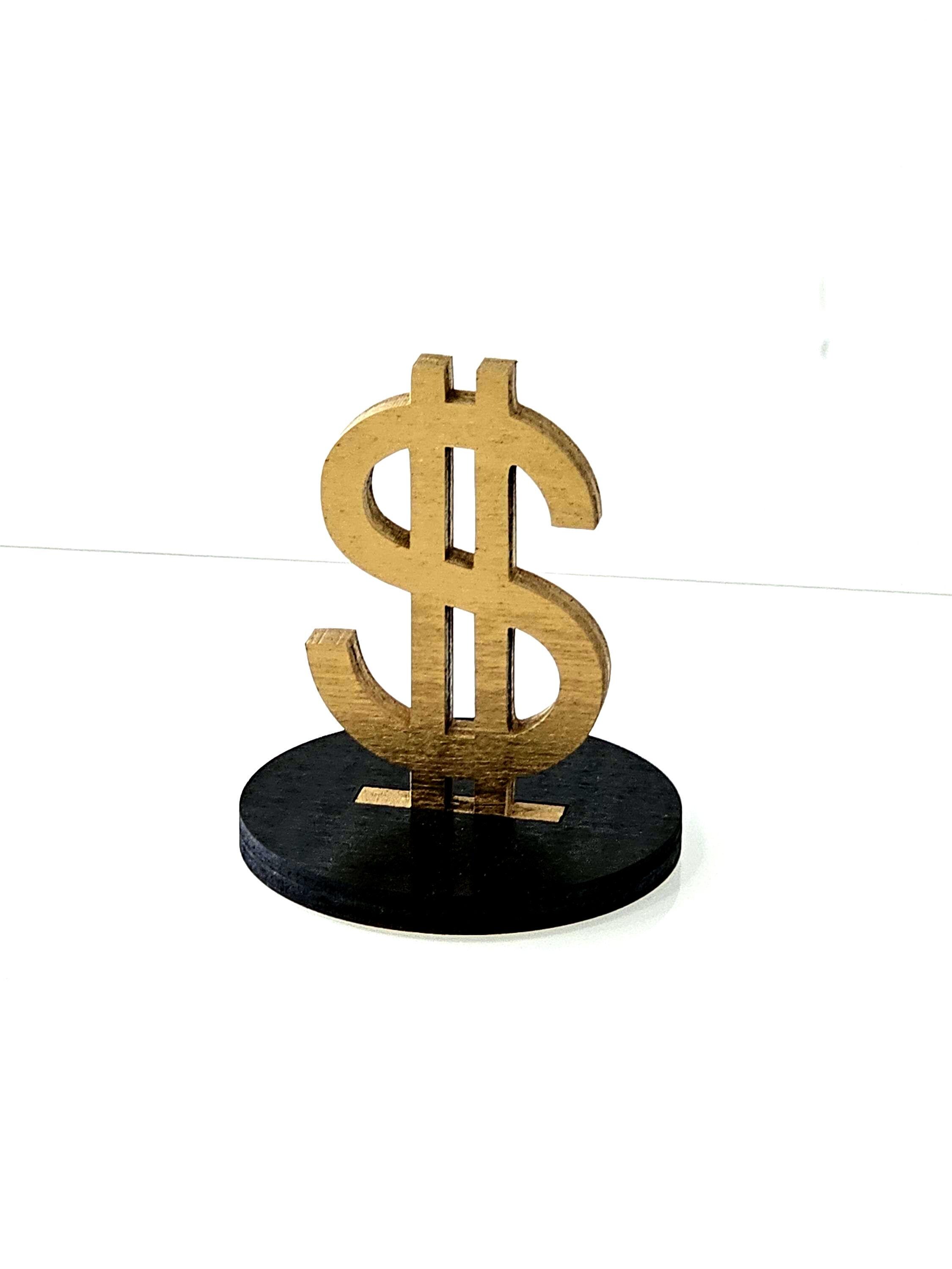 Personalized Wooden Dollar Sign - Self-standing Gold Desk Décor or Wall ...