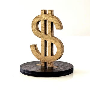 Personalized Wooden Dollar Sign - Self-standing Gold Desk Décor or Wall ...