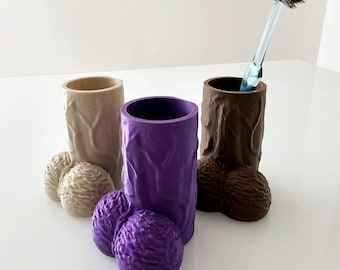 Hilarious Penis Toothbrush Holder 3D Printed - Funny Bathroom Decor & Gag Adult Humor Bachelorette Gift