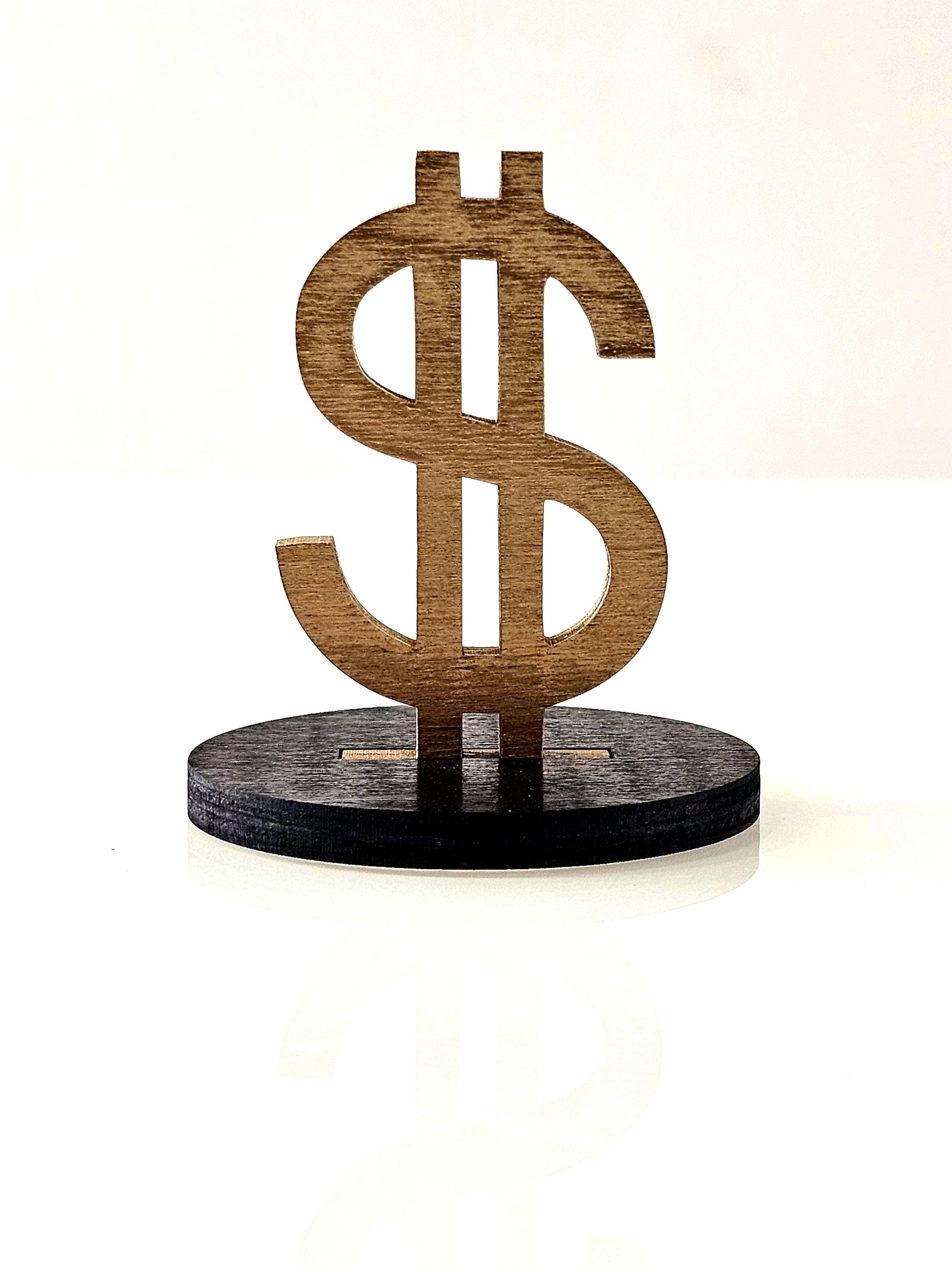 Personalized Wooden Dollar Sign - Self-standing Gold Desk Décor or Wall ...