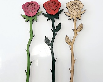 Personalized Wooden Rose Gift - Handmade Engraved Flower for Mother's Day, Valentine's Day, Anniversaries & Special Occasions - Custom Color
