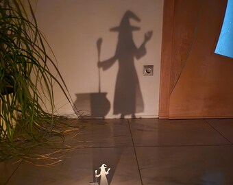 Witch Cooking Tealight Candle Holder, Shadow Casting, Gothic Witch Party Centerpiece