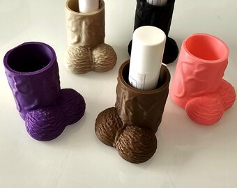 Funny Penis Lip Balm Holder for Car Dashboard or Wall – Unique 3D Printed Chapstick Organizer Gift, Gag Gift for Friends, Anatomical Design