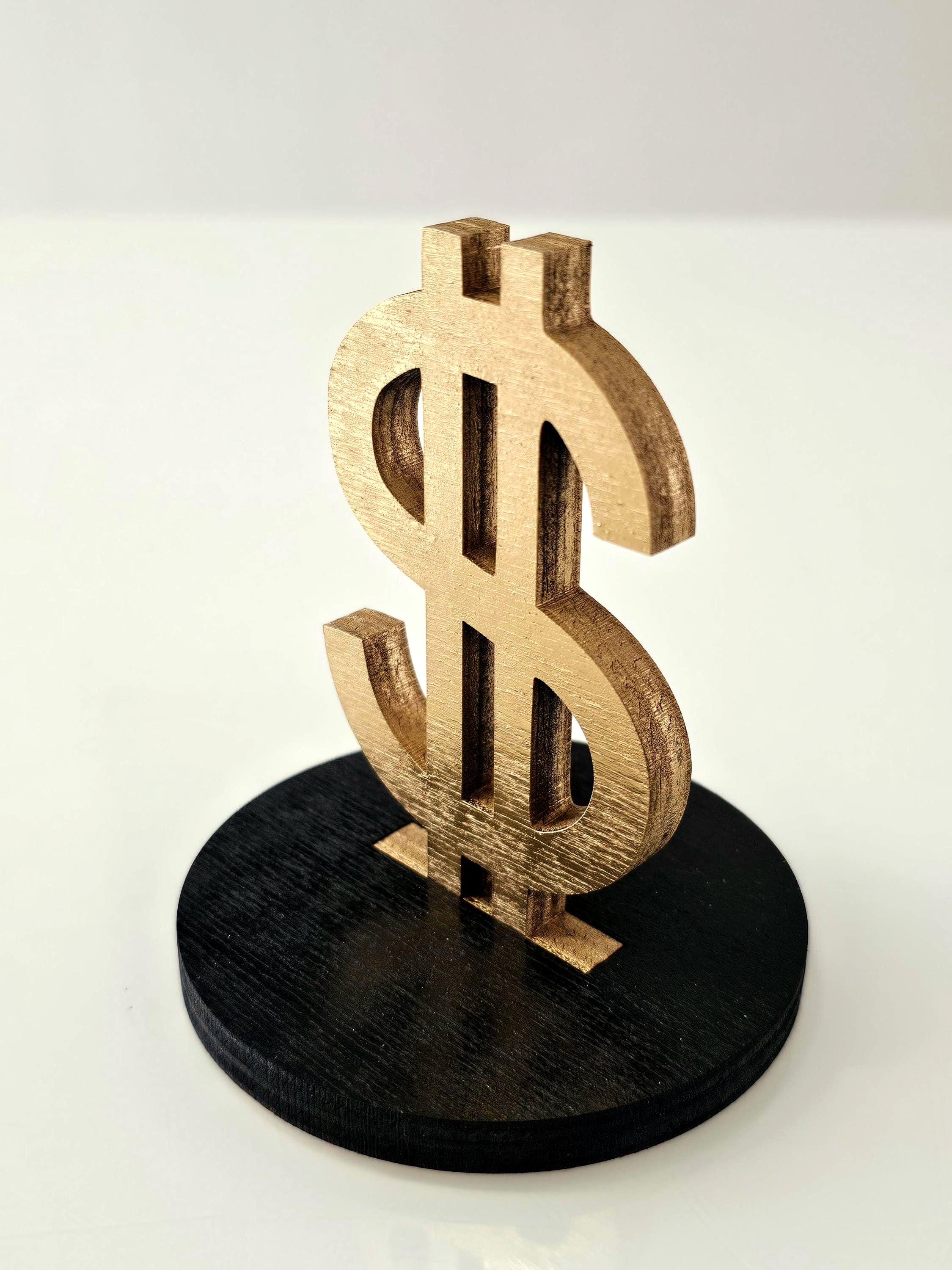 Personalized Wooden Dollar Sign - Self-standing Gold Desk Décor or Wall ...