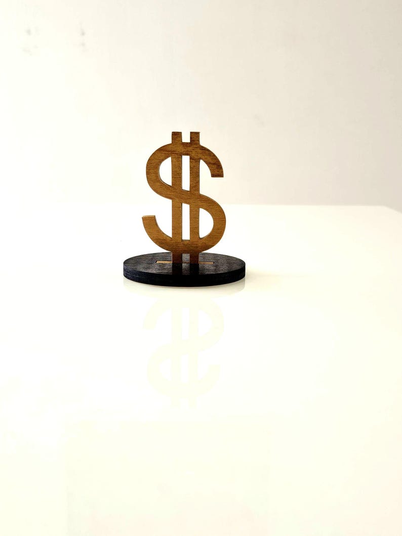 Personalized Wooden Dollar Sign - Self-standing Gold Desk Décor or Wall ...