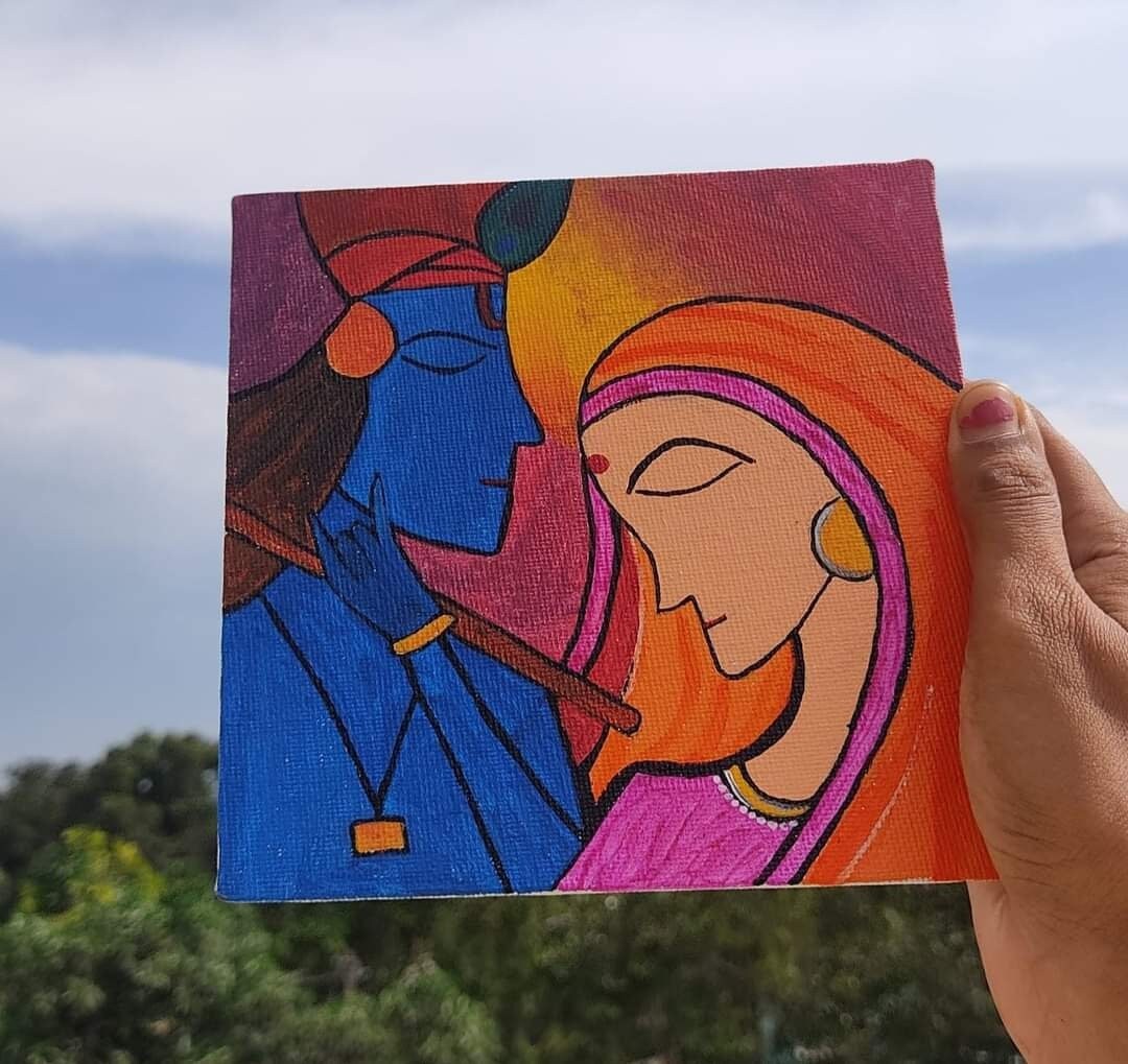 Handmade Radha Krishna Acrylic Painting Exquisite Artwork for Etsy