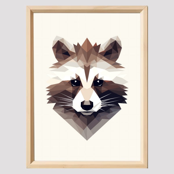 Raccoon Geometric Wall Art Print - Abstract Animal Collection| Mix and Match | High- Quality Digital Download
