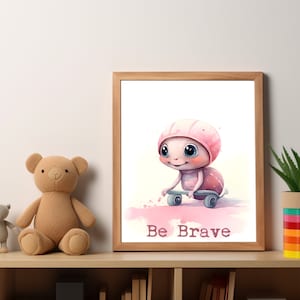 Blush Pink Insect Nursery Room Wall Art Print| Be Brave Quote | High-Quality Printable, Digital Download