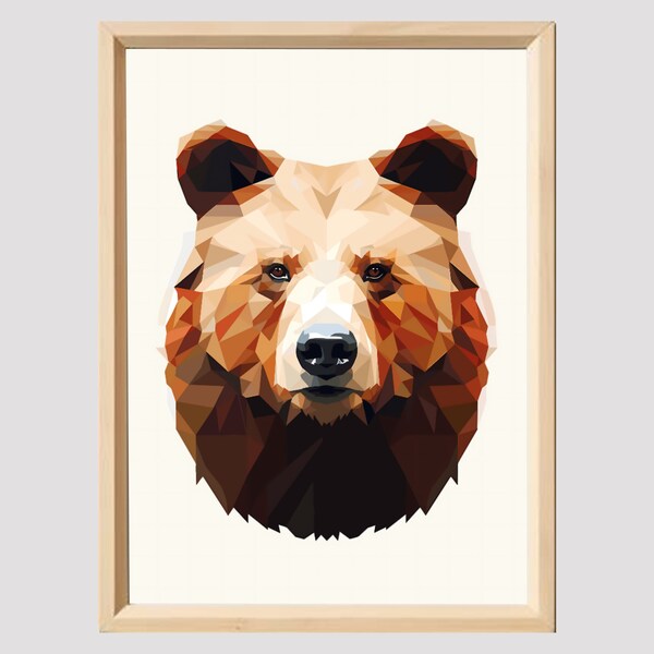 Bear Geometric Wall Art Print - Abstract Animal Collection| Mix and Match | High- Quality Digital Download