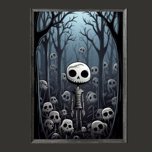Arte de pared de esqueleto para decoración de Halloween para niños / Inspirado en Jack Skellington / Descargas de alta calidad