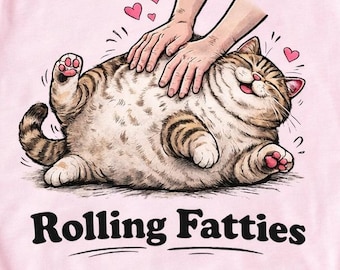 Rolling Fatties Cat T-Shirt, Funny Cat Graphic Shirt, Cat Lovers Gift, Cat Lover Hoodie, Cute Cat Tee, Fat Cat Hoodies, Digital Download PNG