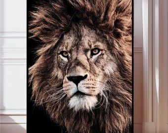 Löwe Wand Kunst zum Ausdrucken | Poster mit Safari Tier | Wildtier Fotografie Druck | Dschungel Dekor | Boho Modern | Afrikanischer Löwe