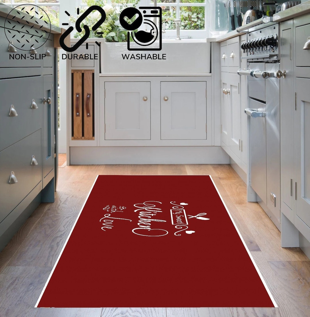 Red Kitchen Rug Kitchen Decorative Rug Mat Modern Rug Etsy