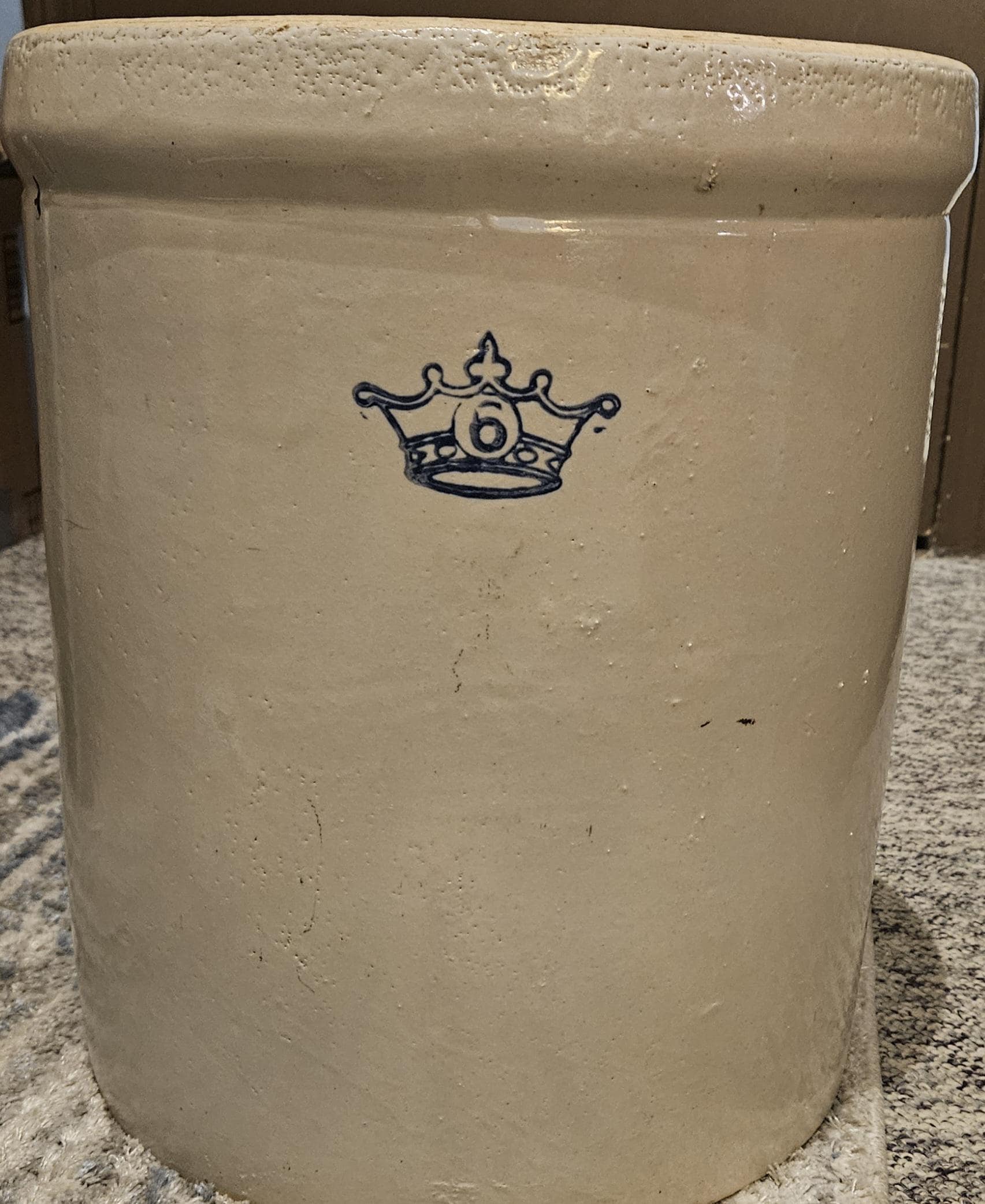 Antique Robinson Ransbottom Blue Crown 6 Gallon Stoneware Crock/Planter