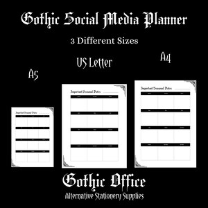 A Printable PDF version of the Gothic Office Social Media Planner