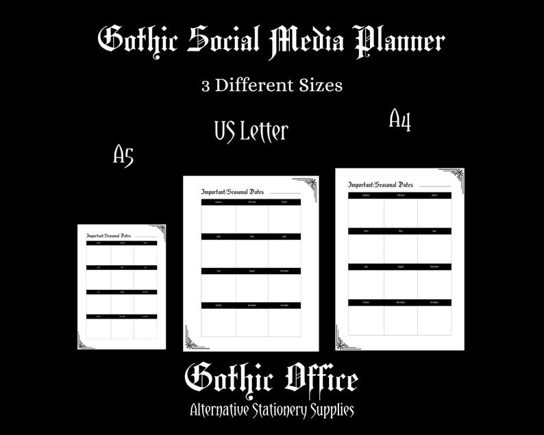 A Printable PDF version of the Gothic Office Social Media Planner