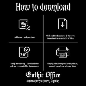 How to download the Printable PDF version of the Gothic Office Social Media Planner.
