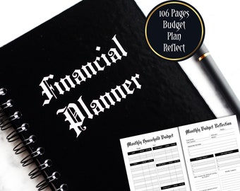 Gothic Financial Planner, Elegant Black Spooky A5 Diary, Monthly, Weekly and Yearly View, Goals, Budgeting, Schedule & Organise, Gift Idea