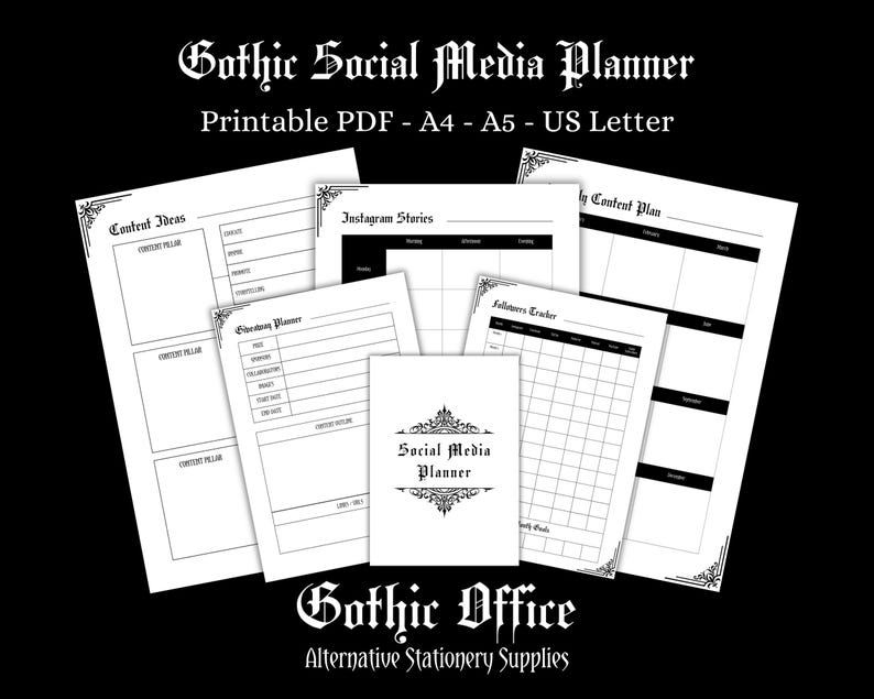 A Printable PDF version of the Gothic Office Social Media Planner