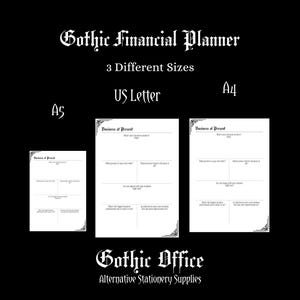 Printable PDF version of the Gothic Office Financial Planner.