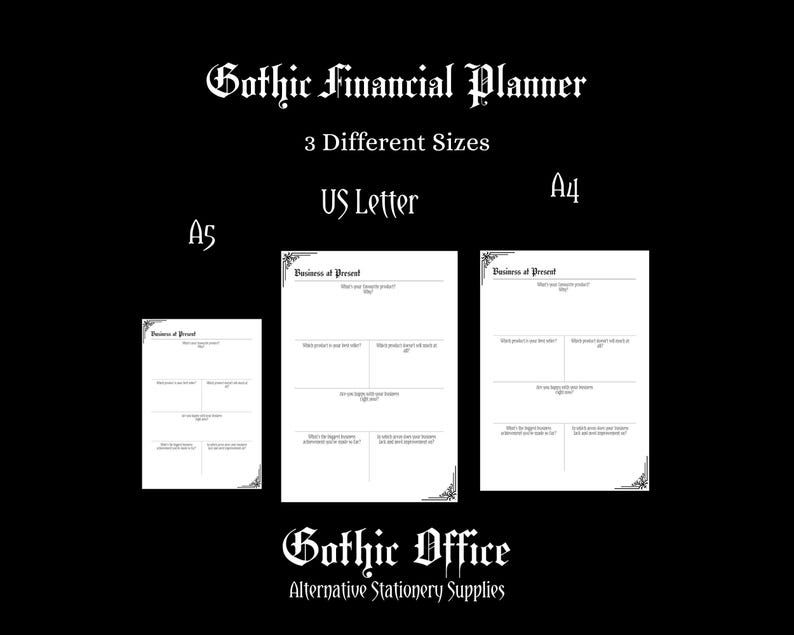 Printable PDF version of the Gothic Office Financial Planner.