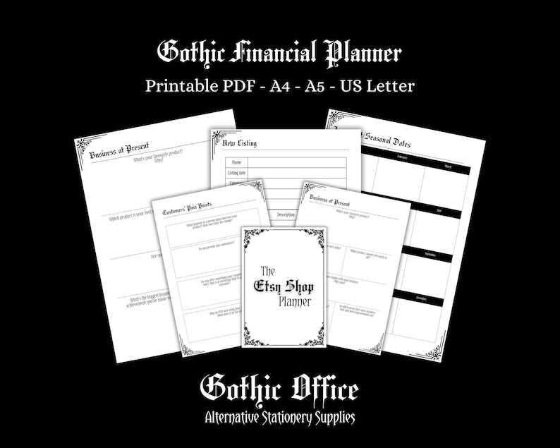 Printable PDF version of the Gothic Office Financial Planner.