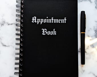 Gothic Appointment Book for Salons, Tattoo Artists, Hairdressers, Barbers, Beauty, Nails, Lashes - Undated and Personalised, A4 & A5