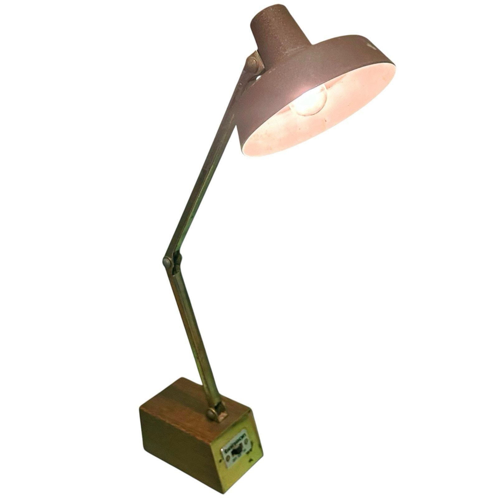 Lampe De Bureau Articulée Tector! Vintage – Design Industriel Italien – Blanc – H 60cm – 1980