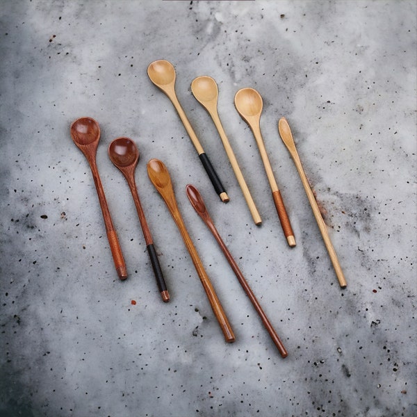 Handmade Japanese Style Wooden Spoons | Tea Scoop, Coffee Spoon, Dessert Spoon, Stirring for Coffee Tea, Eco Friendly, Lightweight Spoon