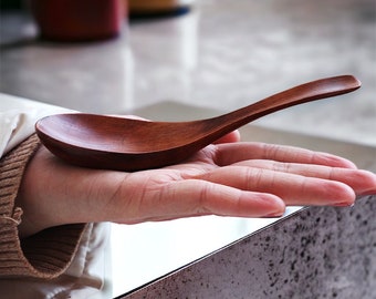 Hand-carved Natural Concave Wooden Spoon | Wooden Utensil, Soup Spoon, Japanese Style Spoon, Kitchen tools, Rice Spoon