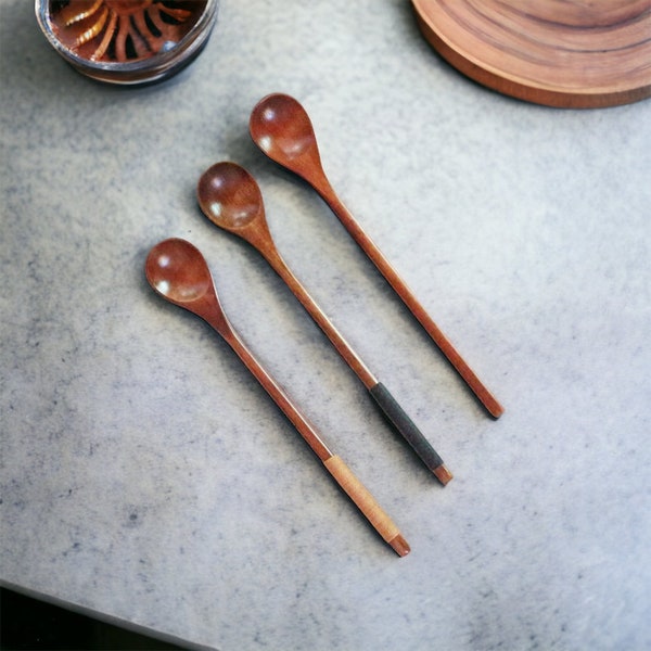 Wooden Handmade Long Handle Spoon | Tea Spoon, Coffee Spoon, Cutlery, Kitchen Utensil, Wooden Spoon, Wooden Utensil