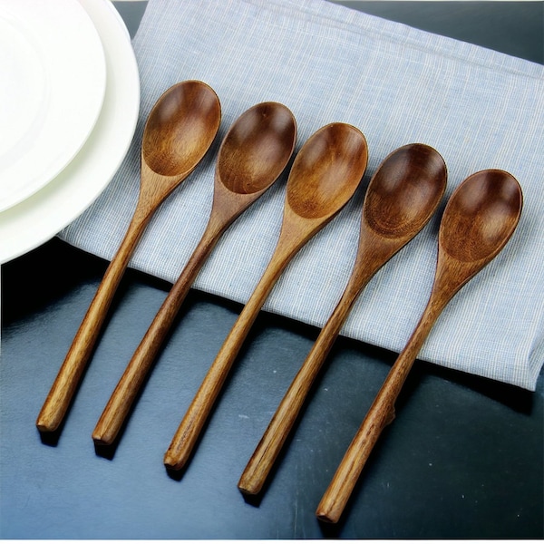 Handmade 5 Piece Wooden Spoon And Fork Set | Wooden Utensils, Wooden Cutlery, Handmade Spoon, Wooden Fork Set, Wooden Spoon Set