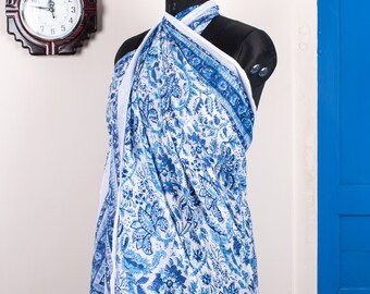 Women Pareos 100% Cotton, Floral Printed, Indian Hand Block Print Swimwear Sarongs & Cover-Ups