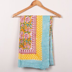 Hand Block Print Voile Soft Cotton Sarong, Long Scarf, Fashion Beach Cover up, Boho Pareo