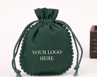 Custom Green Drawstring Pouch, Green Drawstring Bag, Jewelry Gift Bag, Keepsake Pouch, Wedding Favor Bag, Reusable Gift Bag, Fabric Pouch
