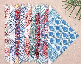 Set of 10 Boho Paisley Cotton Bandanas, Handmade Hair Neck Wraps