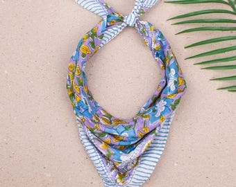 Floral Cotton Bandana With Traditional Block Prints