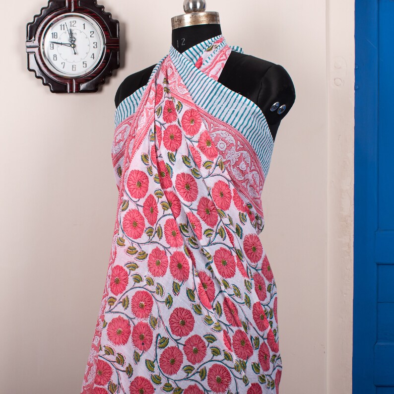 Cotton Beach Sarong, Indian Hand Block Print Sarong, Swimwear Cover-Ups, Beachwear Accessories