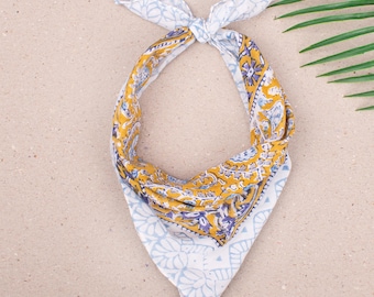 Unisex Cotton Bandana With Hand Block Printing In Boho Style