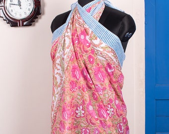 Organic Cotton Scarf | Sarong | Shawl | Throw | Beach | Pink | White | Nature | Ethical | Summer