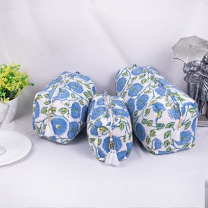 Lot de 3 trousses de toilette, trousses de toilette pour femme, trousses de maquillage matelassées, trousses à cosmétiques de voyage, petits sacs indiens imprimés, trousse pour femme, cadeau pour maman