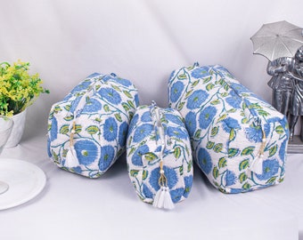 Conjunto de 3 Necessaires Femininas, Bolsas de Higiene Pessoal, Bolsas de Maquiagem Acolchoadas, Bolsas de Viagem para Cosméticos, Bolsas Pequenas com Estampa Indiana, Bolsa Estilo Pochete Feminina, Presente para Mãe