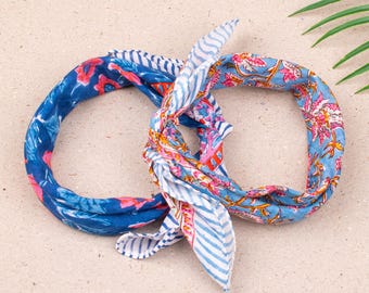2pcs Cotton Bandana, Neckerchief Head Wrap Scarf Hair Accessory Breathable Face Covering Kerchief Lightweight Fabric