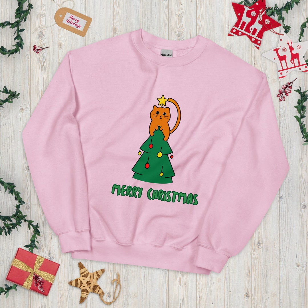 Cute Christmas Tree Cat Star Christmas Jumper Etsy